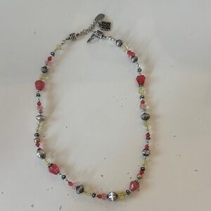 Elegant Tres Jolie Silver and Red Beaded Necklace